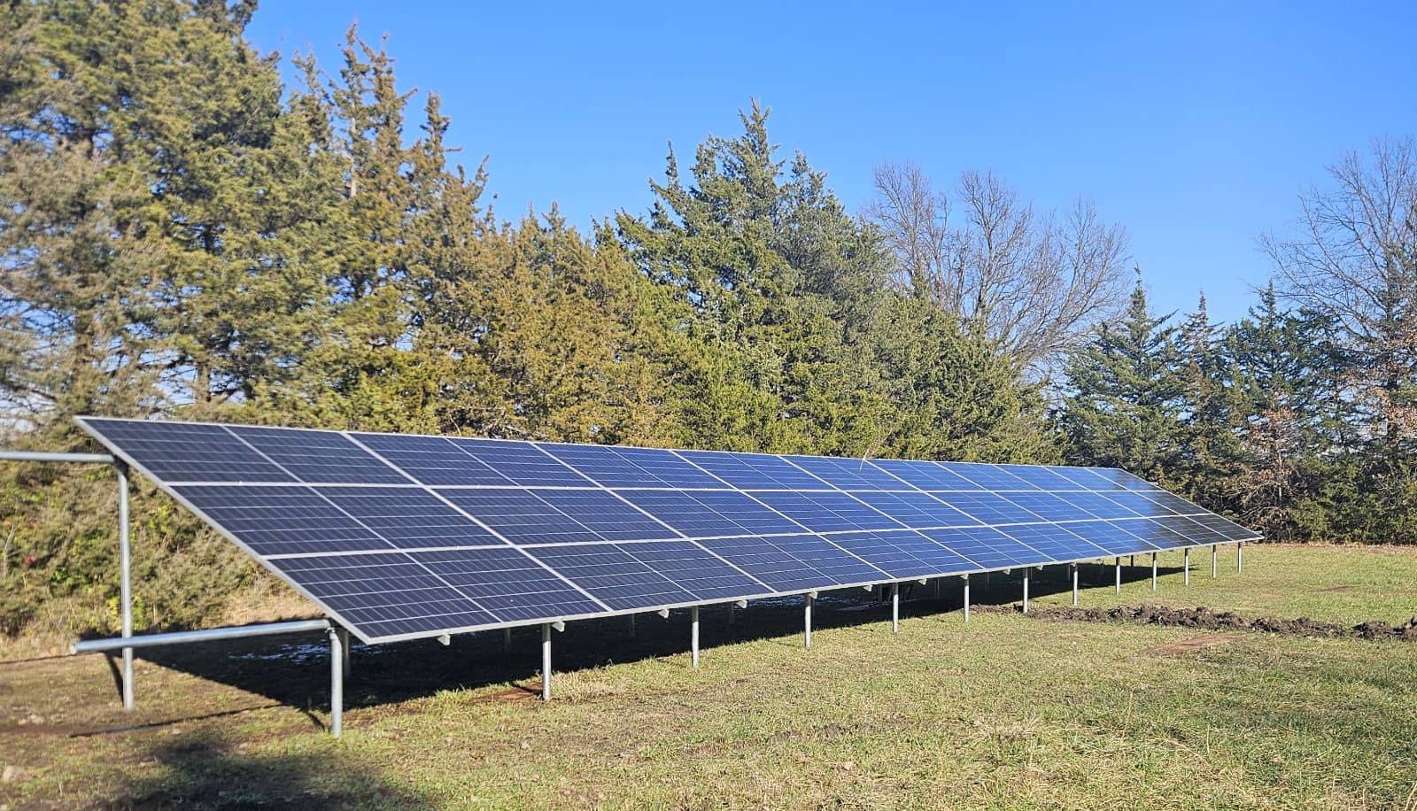 Ground-mount home solar array, southeast Kansas