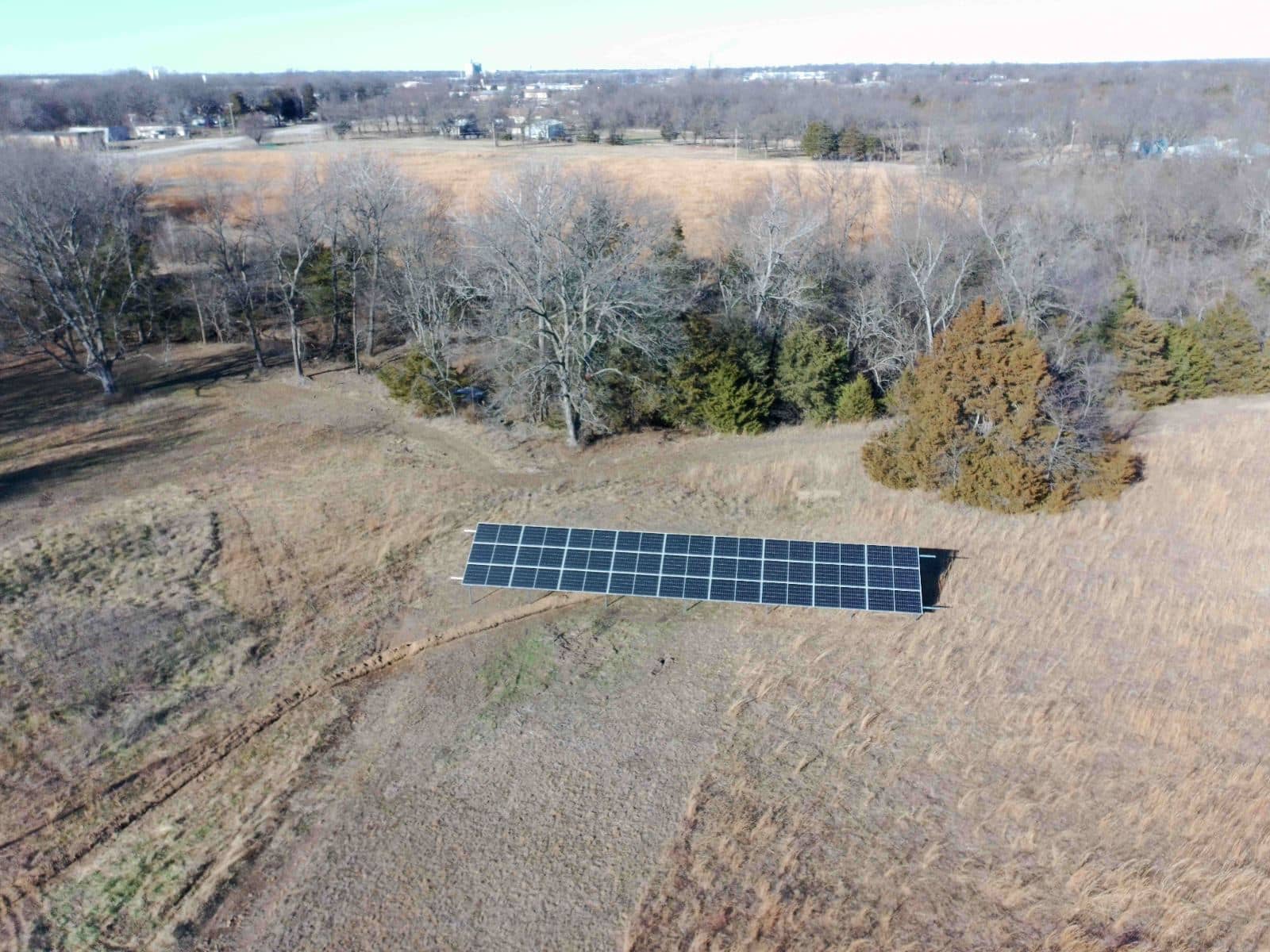 Ground-mount home solar array, Chanute